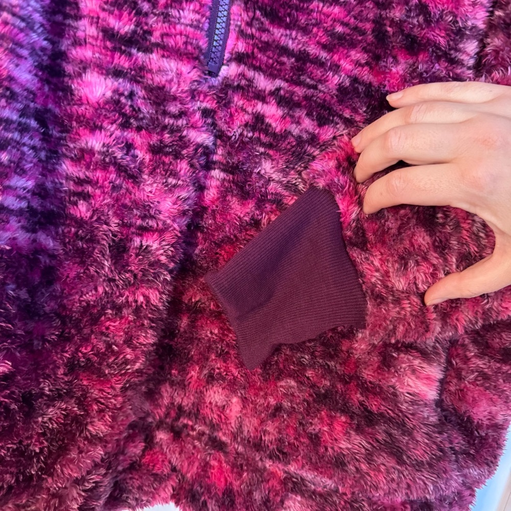NWT LuLaRoe Nancy Fleece Pullover Pink & Purple Half Zip‎ Size Medium w/ Pockets - Picture 5 of 10